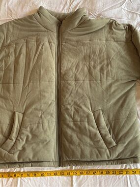 AnyBody Olive Quilted Jacket with Stand Collar